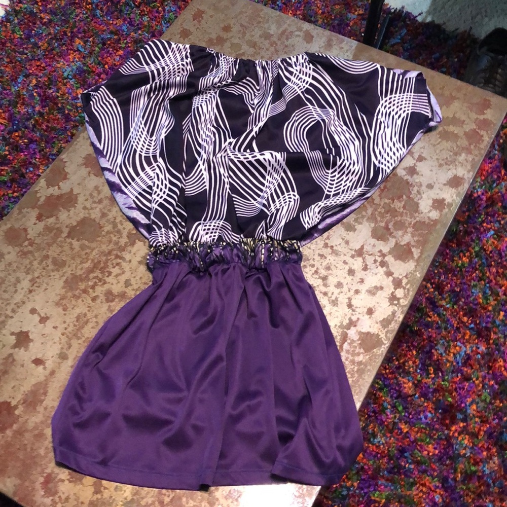 Purple and white dress with stretch